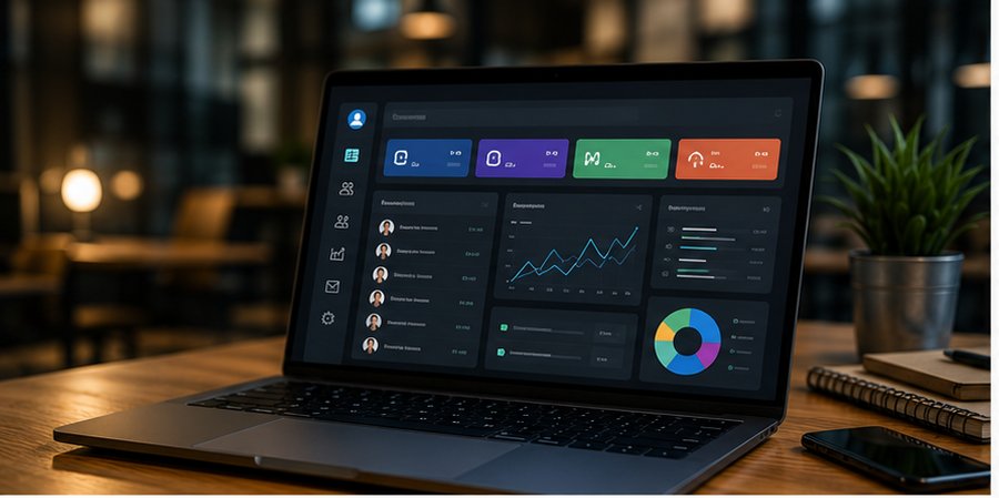 CRM dashboard on laptop