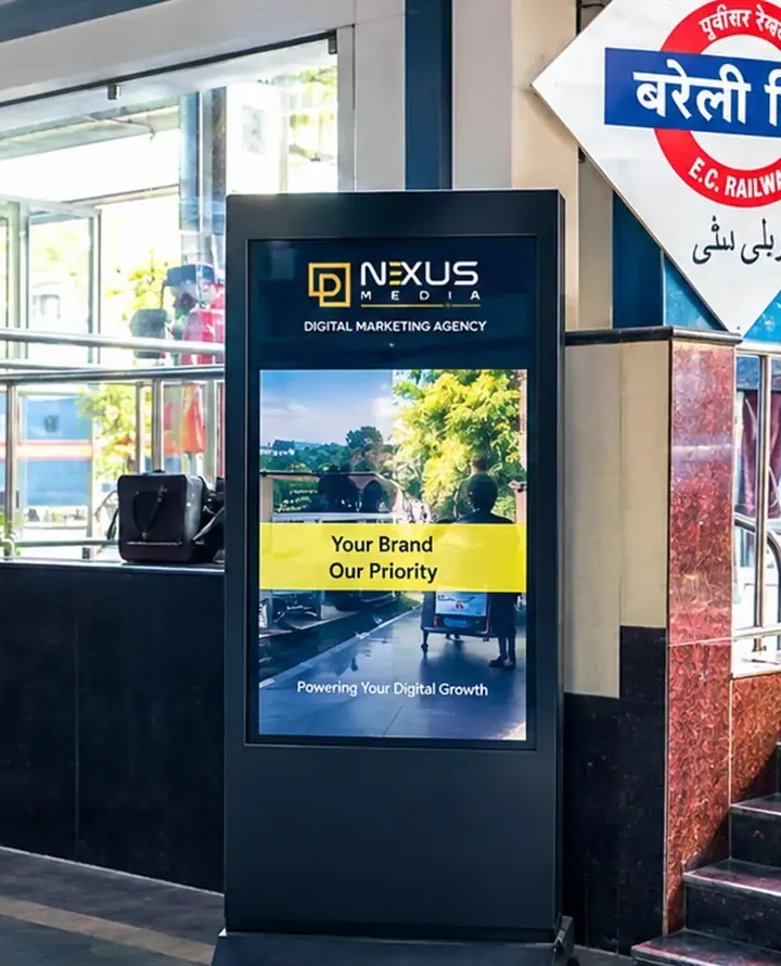 Dnexus digital signage standee at Bareilly City railway station
