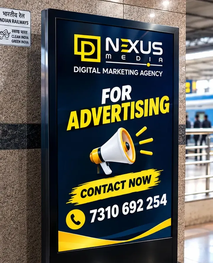 Dnexus digital signage standee at Mathura Cantt railway station