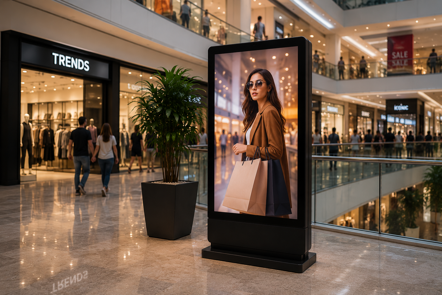 Digital signage standee inside City Centre LA Mall, Bareilly